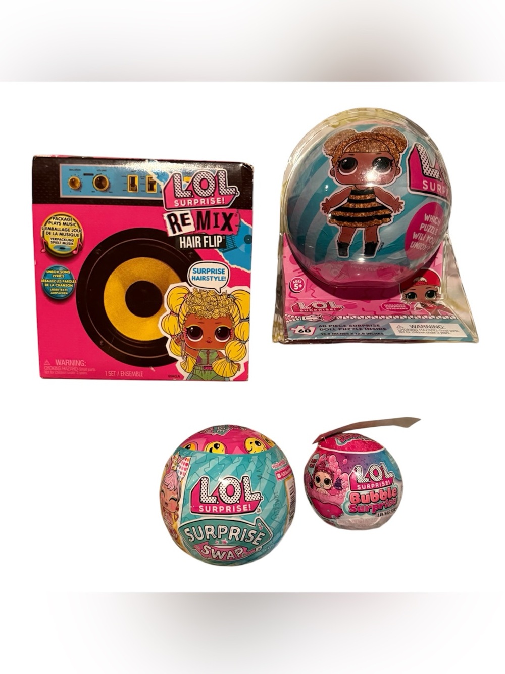 LOL Surprise Lot Remix Hair Flip Surprise Swap Bubble Surprise Puzzle Ball NEW